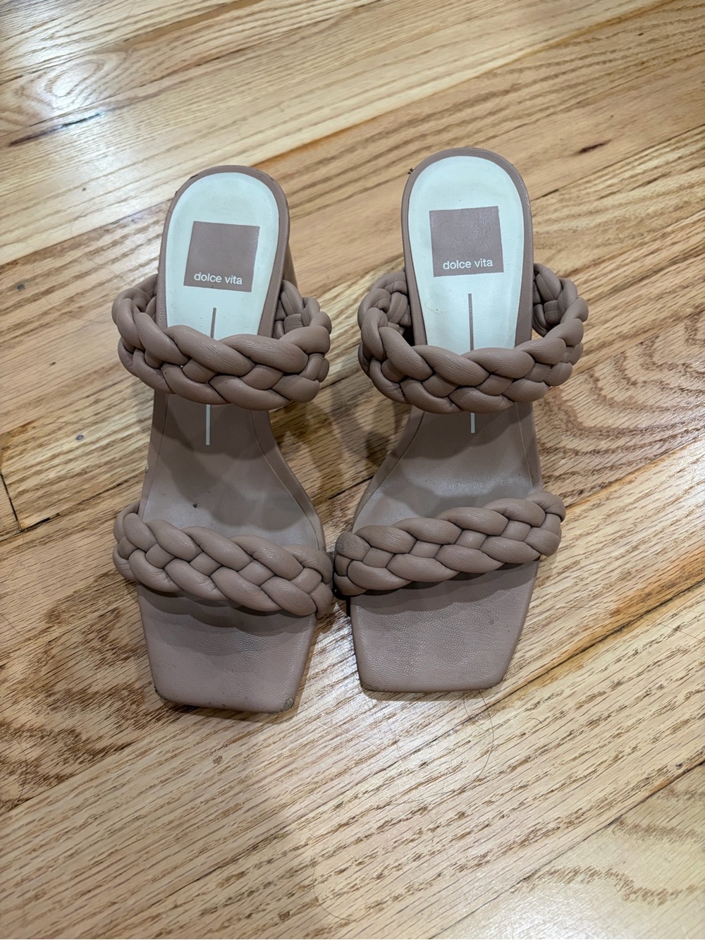 Dolce Vita Braided Double-Strap Slide Sandals in Taupe